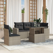 vidaXL 6 részes világosszürke polyrattan kerti ülőgarnitúra párnákkal kerti bútor
