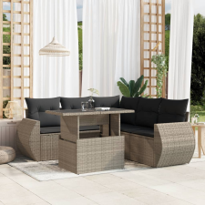 vidaXL 6 részes világosszürke polyrattan kerti ülőgarnitúra párnákkal kerti bútor