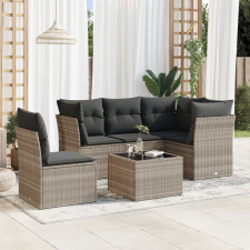 vidaXL 6 részes világosszürke polyrattan kerti ülőgarnitúra párnákkal kerti bútor