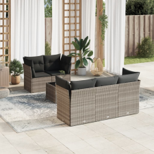 vidaXL 6 részes világosszürke polyrattan kerti ülőgarnitúra párnákkal kerti bútor