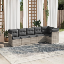 vidaXL 6 részes világosszürke polyrattan kerti ülőgarnitúra párnákkal kerti bútor