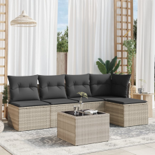 vidaXL 6 részes világosszürke polyrattan kerti ülőgarnitúra párnákkal kerti bútor