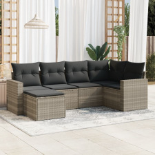 vidaXL 6 részes világosszürke polyrattan kerti ülőgarnitúra párnákkal kerti bútor