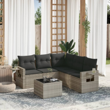 vidaXL 6 részes világosszürke polyrattan kerti ülőgarnitúra párnákkal kerti bútor