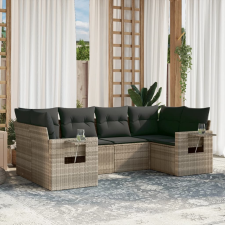 vidaXL 6 részes világosszürke polyrattan kerti ülőgarnitúra párnákkal kerti bútor