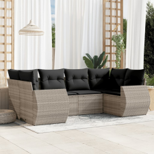 vidaXL 6 részes világosszürke polyrattan kerti ülőgarnitúra párnákkal kerti bútor