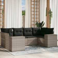 vidaXL 6 részes világosszürke polyrattan kerti ülőgarnitúra párnákkal kerti bútor