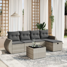 vidaXL 6 részes világosszürke polyrattan kerti ülőgarnitúra párnákkal kerti bútor