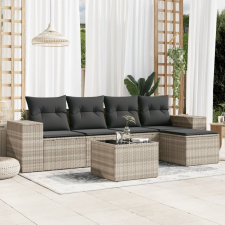 vidaXL 6 részes világosszürke polyrattan kerti ülőgarnitúra párnákkal kerti bútor