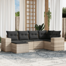 vidaXL 6 részes világosszürke polyrattan kerti ülőgarnitúra párnákkal kerti bútor
