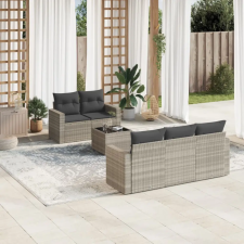 vidaXL 6 részes világosszürke polyrattan kerti ülőgarnitúra párnákkal kerti bútor