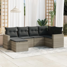 vidaXL 6 részes világosszürke polyrattan kerti ülőgarnitúra párnákkal kerti bútor