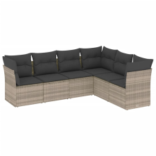 vidaXL 6 részes világosszürke polyrattan kerti ülőgarnitúra párnákkal (3217682) kerti bútor