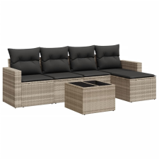 vidaXL 6 részes világosszürke polyrattan kerti ülőgarnitúra párnákkal (3251239) kerti bútor
