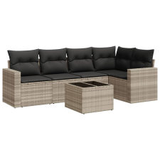 vidaXL 6 részes világosszürke polyrattan kerti ülőgarnitúra párnákkal (3251279) kerti bútor
