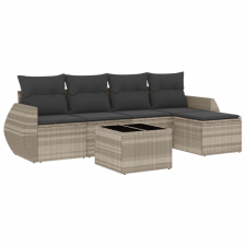 vidaXL 6 részes világosszürke polyrattan kerti ülőgarnitúra párnákkal (3253639) kerti bútor