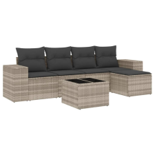 vidaXL 6 részes világosszürke polyrattan kerti ülőgarnitúra párnákkal (3254839) kerti bútor