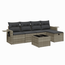 vidaXL 6 részes világosszürke polyrattan kerti ülőgarnitúra párnákkal (3263788) kerti bútor