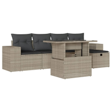 vidaXL 6 részes világosszürke polyrattan kerti ülőgarnitúra párnákkal (3275292) kerti bútor