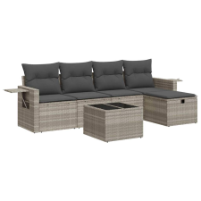vidaXL 6 részes világosszürke polyrattan kerti ülőgarnitúra párnákkal (3325478) kerti bútor