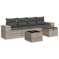 vidaXL 6 részes világosszürke polyrattan kerti ülőgarnitúra párnákkal (3325678) kerti bútor