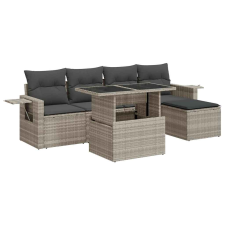 vidaXL 6 részes világosszürke polyrattan kerti ülőgarnitúra párnákkal (3326463) kerti bútor
