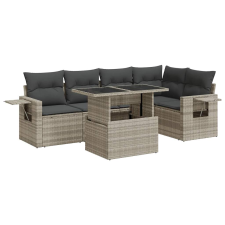vidaXL 6 részes világosszürke polyrattan kerti ülőgarnitúra párnákkal (3326483) kerti bútor
