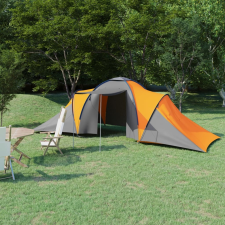 vidaXL 6 személyes szürke és narancssárga szövet kempingsátor sátor