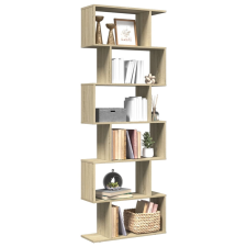 vidaXL 6 szintes sonoma tölgy fa elválasztó könyvespolc 70x24x193 cm bútor
