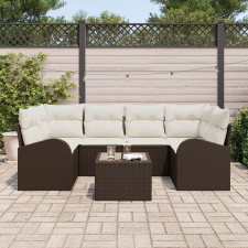 vidaXL 7 darabos Kert Sofa Szett Párnákkal Barna Poli Rattan kerti bútor