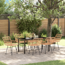 vidaXL 7 darabos kerti étkezőgarnitúra barna poli rattan kerti bútor