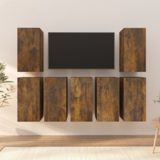 vidaXL 7 db füstös tölgyszínű szerelt fa TV-szekrény 30,5 x 30 x 60 cm bútor