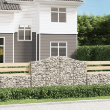vidaXL 7 db íves horganyzott vas gabion kosár 200x30x120/140 cm kerti tárolás
