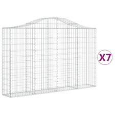 vidaXL 7 db íves horganyzott vas gabion kosár 200x30x120/140 cm (3145456) kerti tárolás