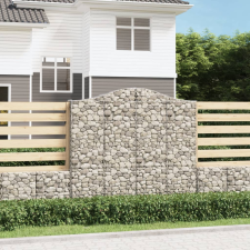 vidaXL 7 db íves horganyzott vas gabion kosár 200x30x180/200 cm kerti dekoráció