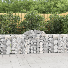 vidaXL 7 db íves horganyzott vas gabion kosár 200x30x80/100 cm kerti dekoráció