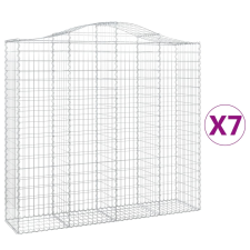 vidaXL 7 db íves horganyzott vas gabion kosár 200x50x180/200 cm (3145729) kerti tárolás