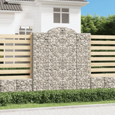 vidaXL 7 db íves horganyzott vas gabion kosár 200x50x220/240 cm kerti tárolás