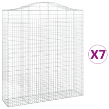 vidaXL 7 db íves horganyzott vas gabion kosár 200x50x220/240 cm (3145771) kerti tárolás