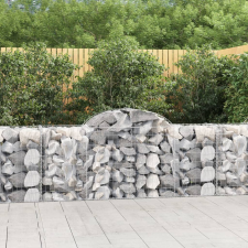 vidaXL 7 db íves horganyzott vas gabion kosár 200x50x80/100 cm kerti dekoráció