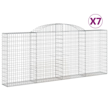 vidaXL 7 db íves horganyzott vas gabion kosár 300x30x120/140 cm (3146544) kerti tárolás