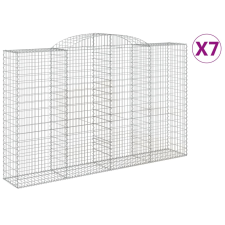 vidaXL 7 db íves horganyzott vas gabion kosár 300x50x180/200 cm (3146778) kerti tárolás