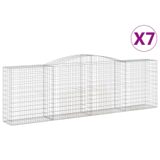 vidaXL 7 db íves horganyzott vas gabion kosár 400x50x120/140 cm (3147014) kerti tárolás