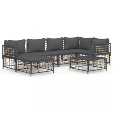 vidaXL 7-részes antracitszürke polyrattan kerti ülőgarnitúra párnákkal kerti bútor