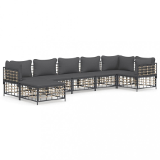 vidaXL 7-részes antracitszürke polyrattan kerti ülőgarnitúra párnákkal kerti bútor