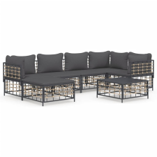 vidaXL 7-részes antracitszürke polyrattan kerti ülőgarnitúra párnákkal (3186773) kerti bútor