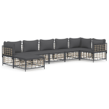 vidaXL 7-részes antracitszürke polyrattan kerti ülőgarnitúra párnákkal (3186775) kerti bútor