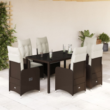 vidaXL 7 részes barna polyrattan kerti bisztrógarnitúra párnákkal kerti bútor