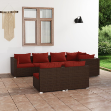 vidaXL 7-részes barna polyrattan kerti bútorszett párnákkal kerti bútor