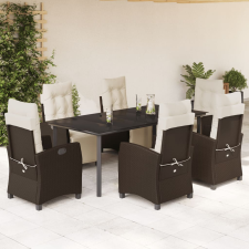 vidaXL 7-részes barna polyrattan kerti étkezőgarnitúra párnával kerti bútor